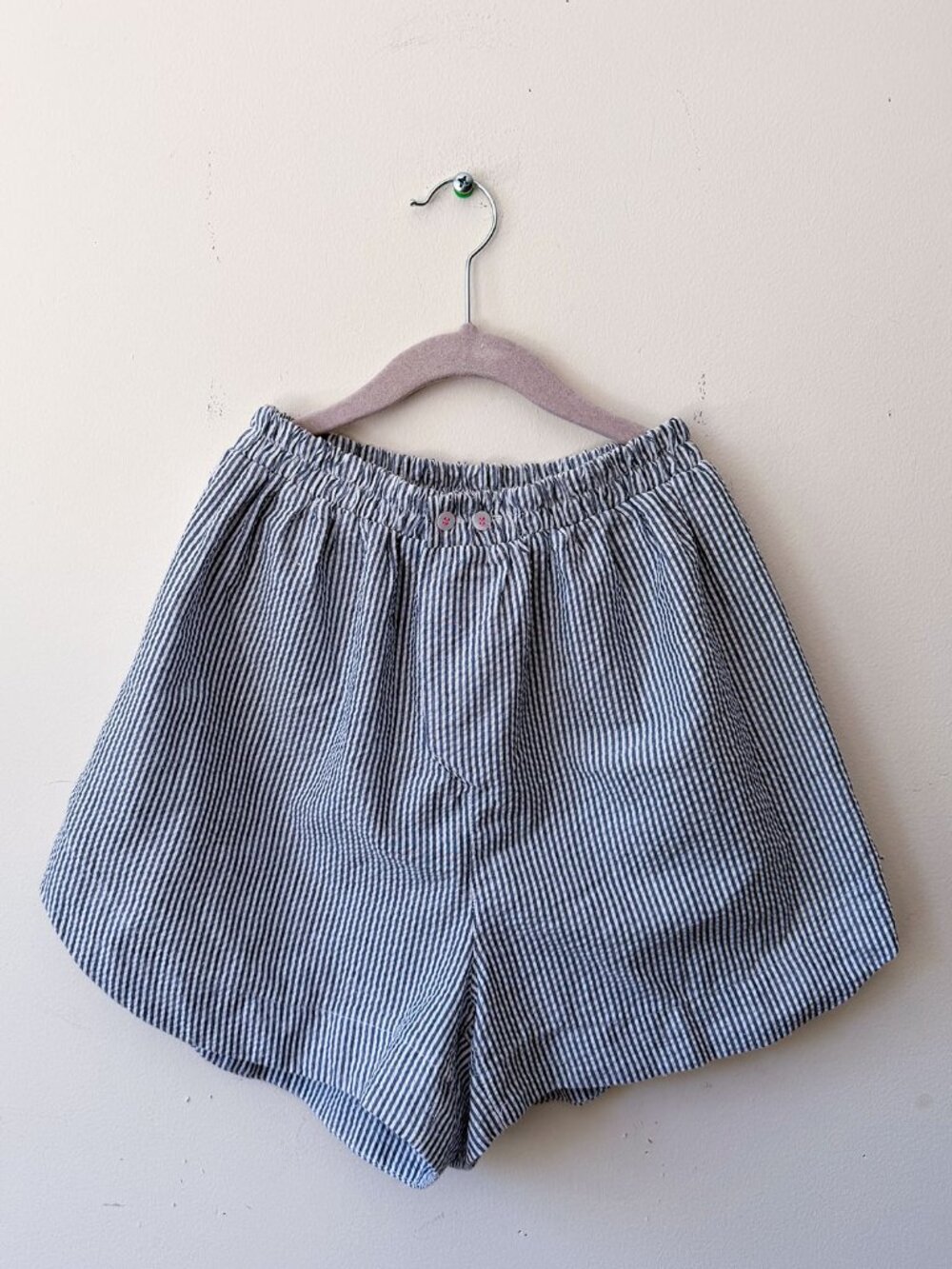 🩵 Free People Blue Seersucker Boxer Shorts / Size XS